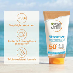 Garnier Ambre Solaire Sun Cream SPF 50+ Sensitive Advanced Sunscreen, 50 ml
