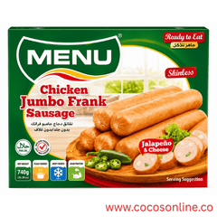 Menu Chicken Jumbo Frank Sausage Jalapenio & Cheese, Skinless, 740g
