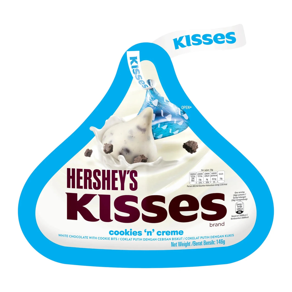 Hersheys kisses chocolate cookies n creme 146g