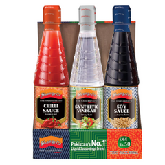 Shangrilla Sauce Trio Pack 700 ML – Soy Sauce, Synthetic Vinegar & Chilli Sauce