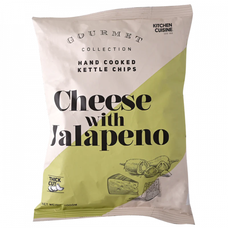 Kitchen Cuisine Hand Cooked Kettle Chips Cheese With Jalapeno 100 Rs