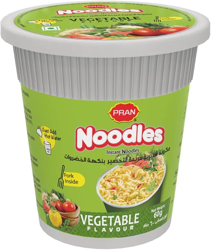 PRAN Veggie Instant Cup Noodles Original Vegetable Flavour - 60gm
