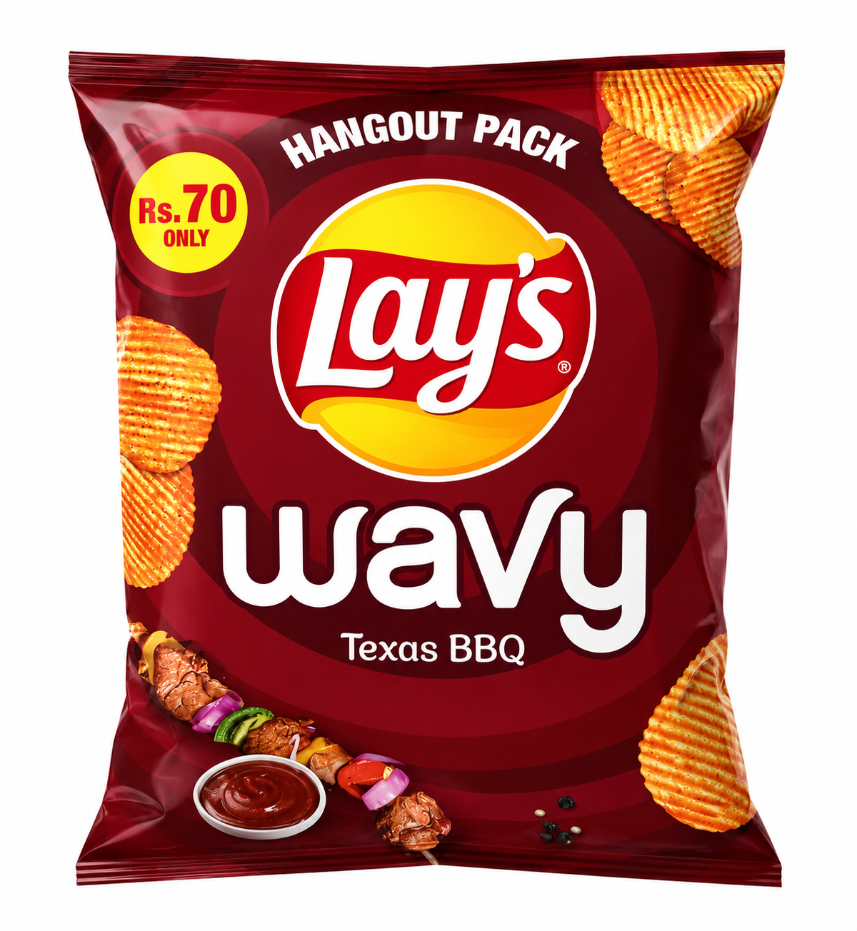 Lay's Wavy BBQ Potato Chips, 70 RS