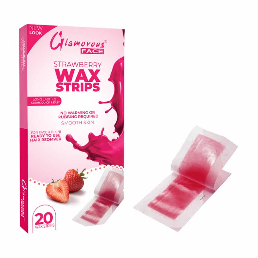 Glamorous Face Body Wax Strips 4 Flavors - Strawberry