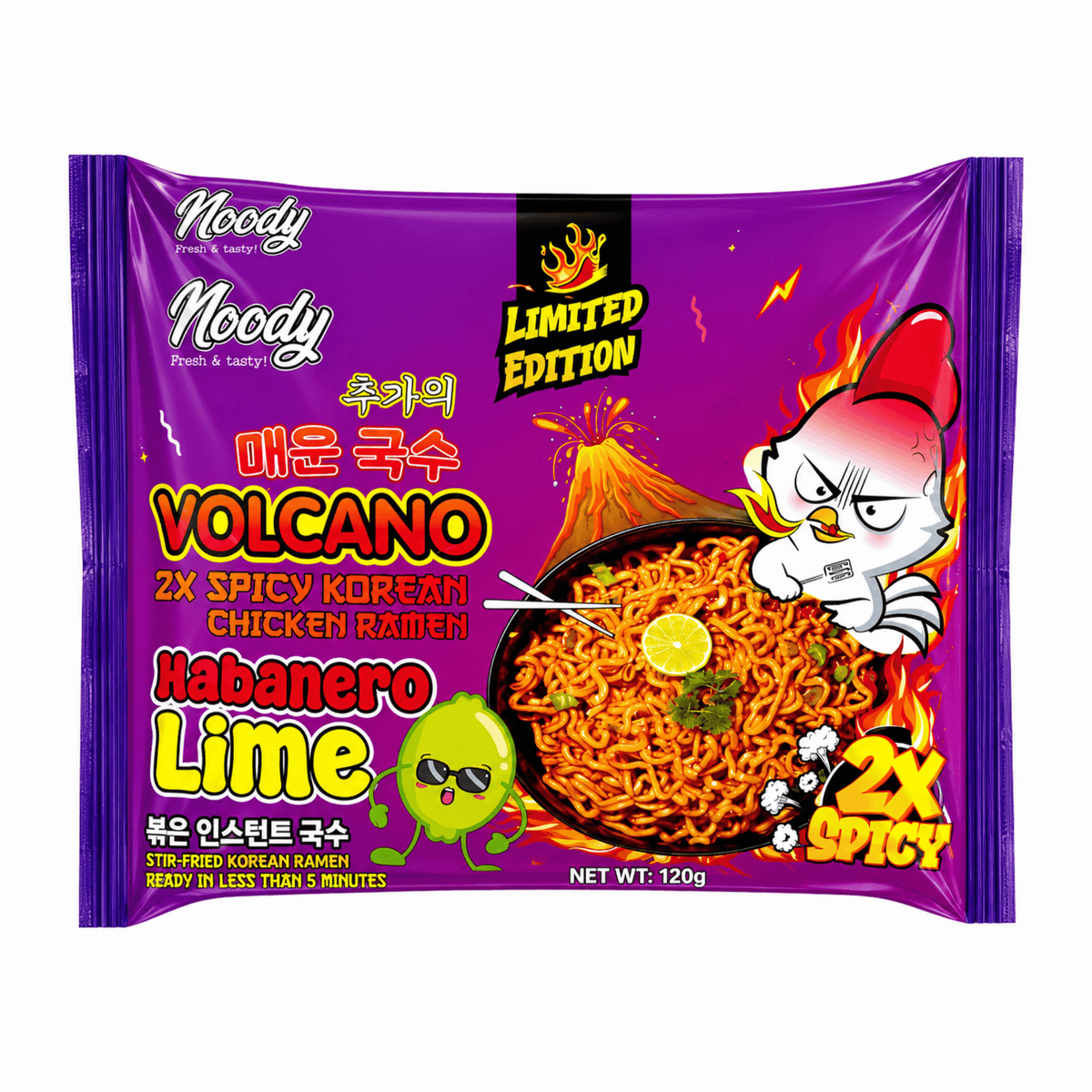 Noody Volcano Spicy Korean Chicken Ramen Lime 120g