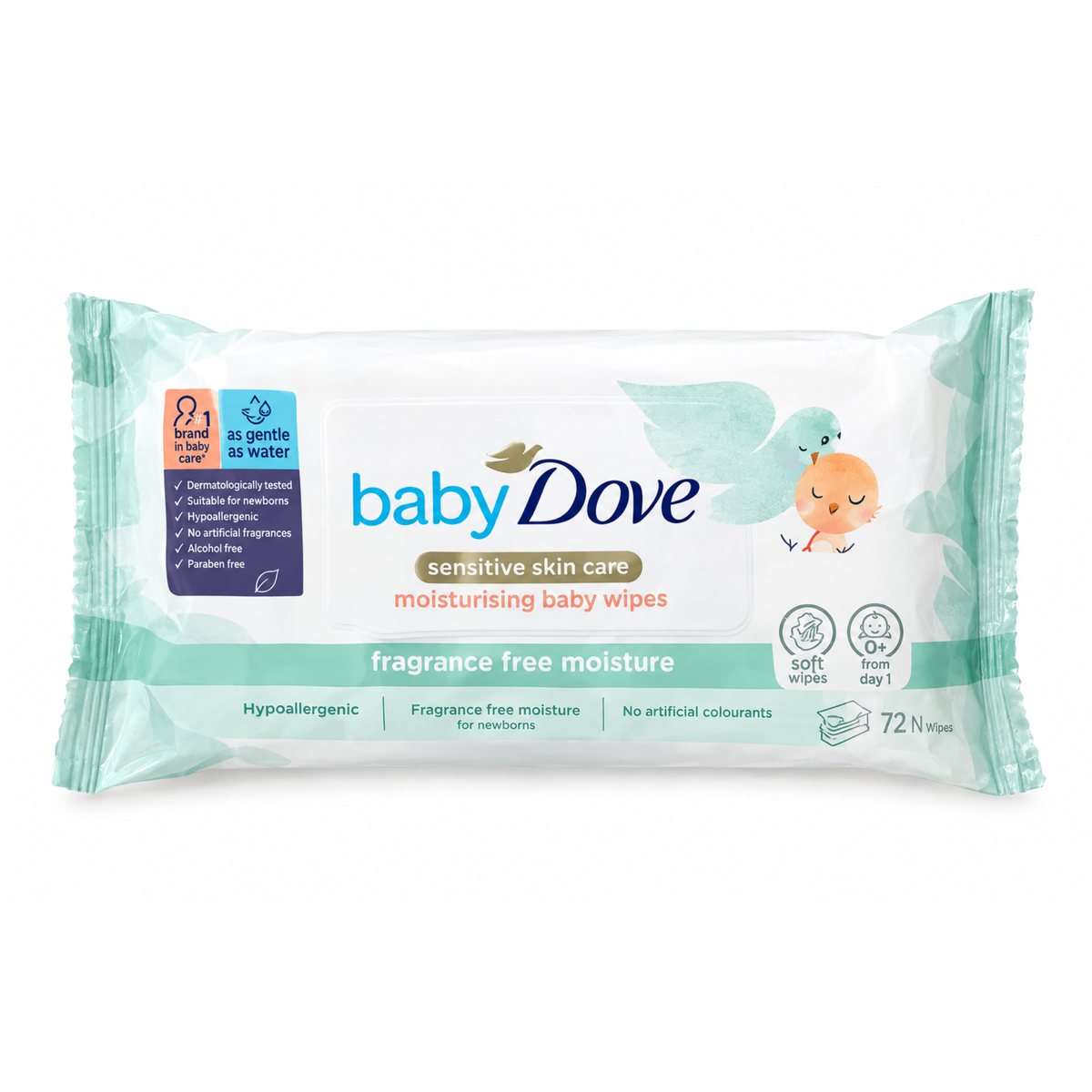 Dove Sensitive Moisture Baby Wipes – Fragrance Free, 50 Pack
