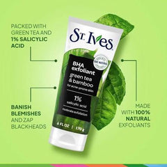 St. Ives, BHA Exfoliant, Green Tea & Bamboo, For Acne-Prone Skin, 6 oz (170 g)