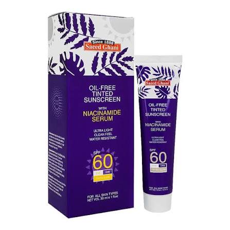 Saeed Ghani Oil-Free Tinted Sunscreen With Niacinamide Serum SPF-60, For All Skin Types, 30ml