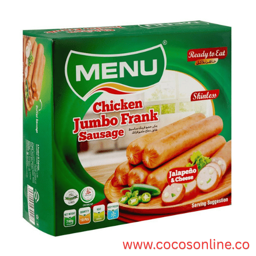 Menu Chicken Jumbo Frank Sausage Jalapenio & Cheese, Skinless, 740g